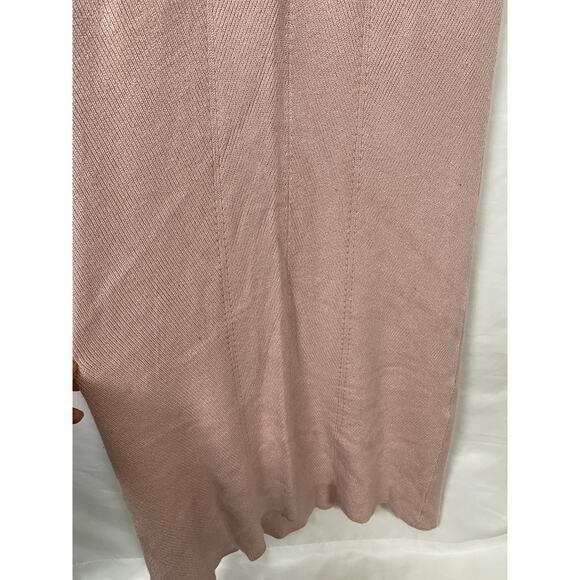 Nordstrom Freshman 1966 Soft Pink Knit Maxi Slip Dress V Neck Size L - Picture 8 of 8